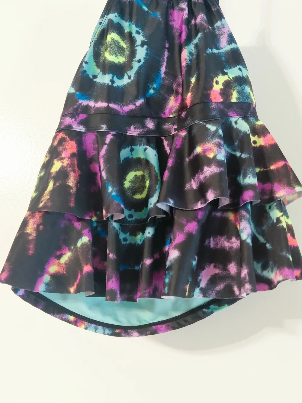 wonder nation Black Multicolor Tie-Dye Halter Kids Swim Bikini Top